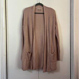Philosophy Cashmere Blend Tan Open Front Long Cardigan